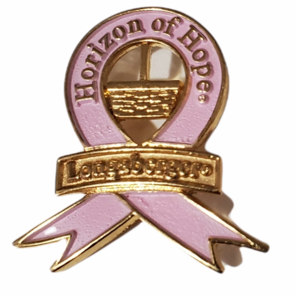 1" Retired Longaberger Basket Cancer Awareness Ribbon Pin Horizon of Hope